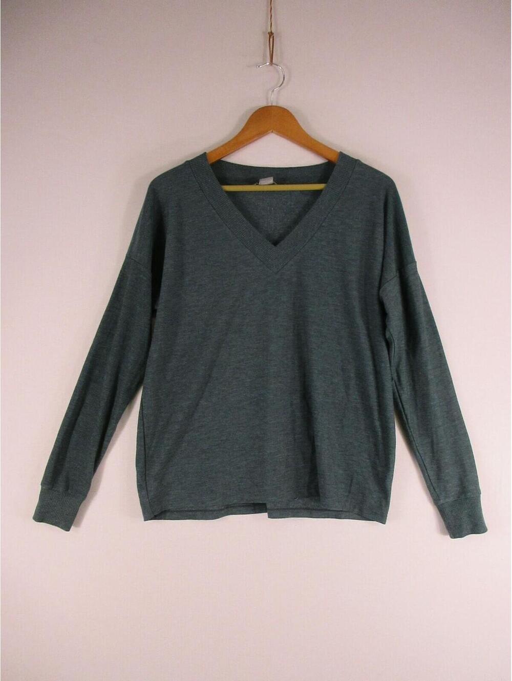 Natural Reflections Sweater Womens L Dark Green V-Neck Long Sleeve Lightweight
